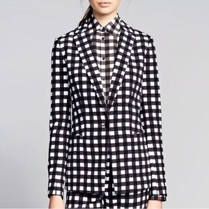 NWOT Banana Republic Size 4 Gingham One-Button Blazer - Navy/White